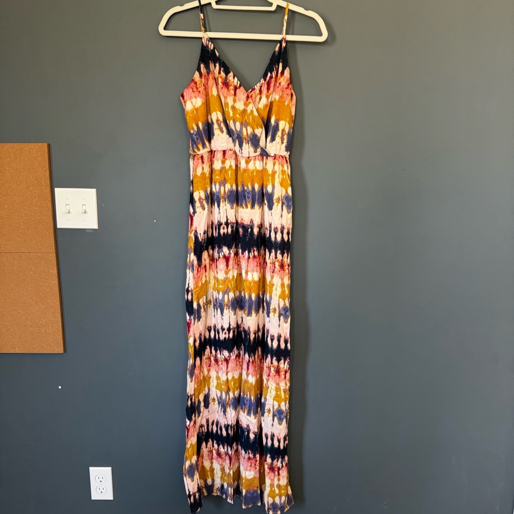 One Clothing Los Angeles Tie-Dye Maxi Dress Size Medium Colorful Bohemian Chic - Picture 3 of 11